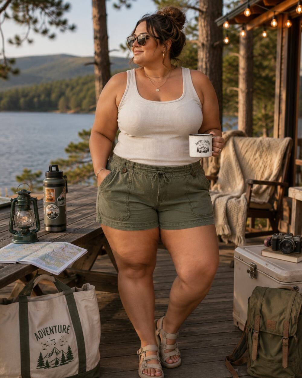 Torrid SZ 22 Women's Front Tie Green Cargo Gorp Core Utility Hiking Camp Shorts